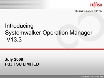 Introducing Systemwalker Operation Manager V13.3