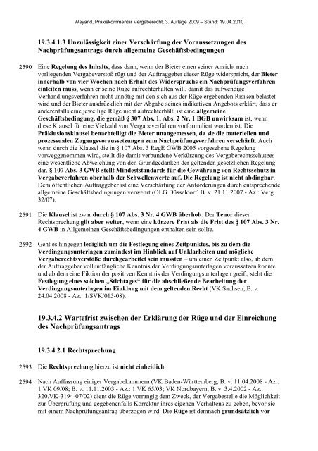 19. § 107 GWB - Einleitung, Antrag - Oeffentliche Auftraege