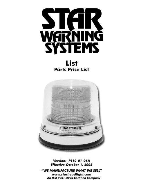 STAR WARNING 9200S-A - Strobe Mini-Bar Accessories