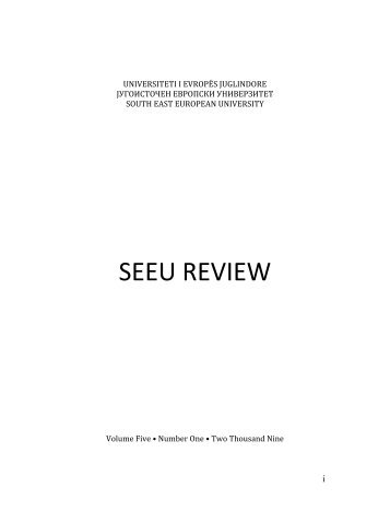 SEEU Review Vol. 5 Nr. 1 (pdf) - South East European University