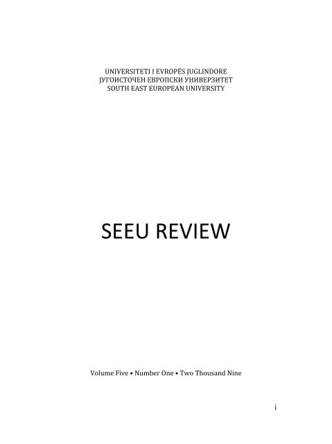 SEEU Review Vol. 5 Nr. 1 (pdf) - South East European University