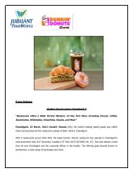 Dunkin' Donuts enters Chandigarh - Jubilant FoodWorks Limited