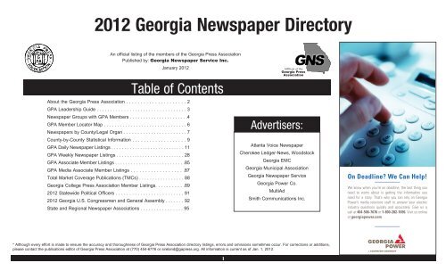 2012 gpa newspaper directory - Georgia Press Association