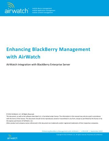 Enhancing BlackBerry Management with AirWatch