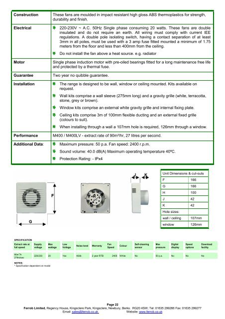 breathing life into your environment Product Brochure - Ferrob