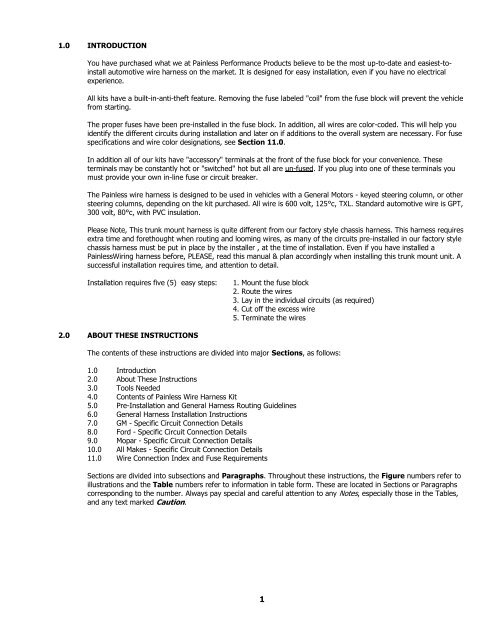 Wire Harness Installation Instructions For Installing - Painless Wiring