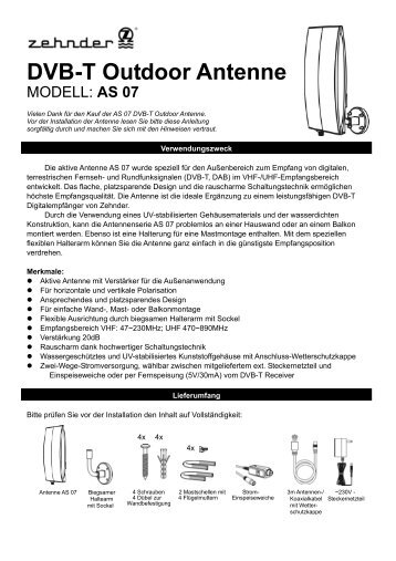 DVB-T Outdoor Antenne - Zehnder