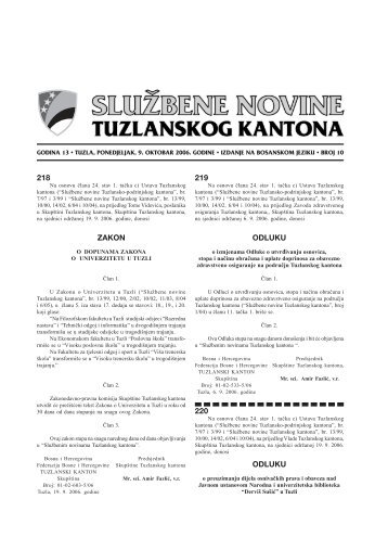 SluÅ¾bene novine Tuzlanskog kantona bro - Skupstina Tuzlanskog ...