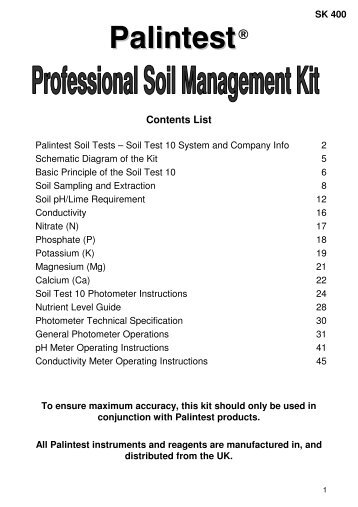Professional Soil Management Kit (PDF) - Palintest