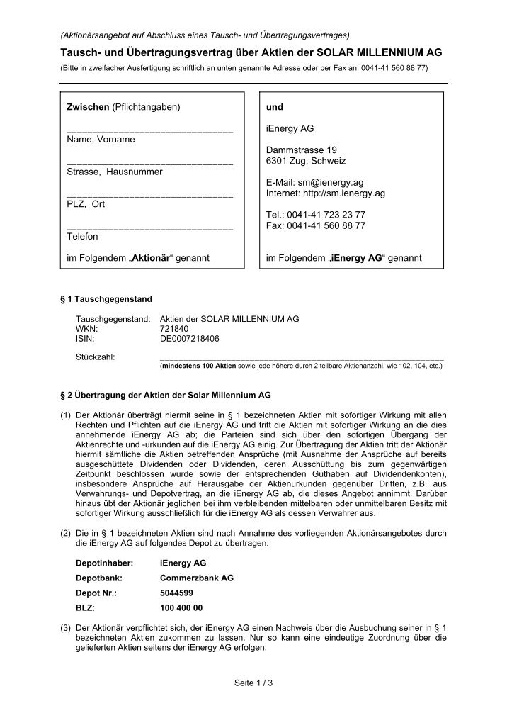 Tauschvertrag Magazine