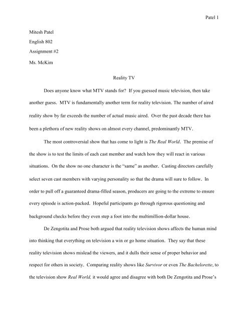 Reality On Paper Reality TV Paper - Temple Fox MIS