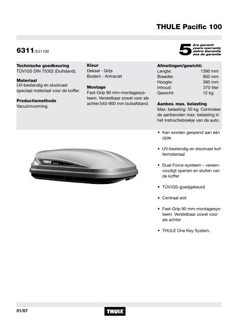 THULE Pacific 100 PartsPoint