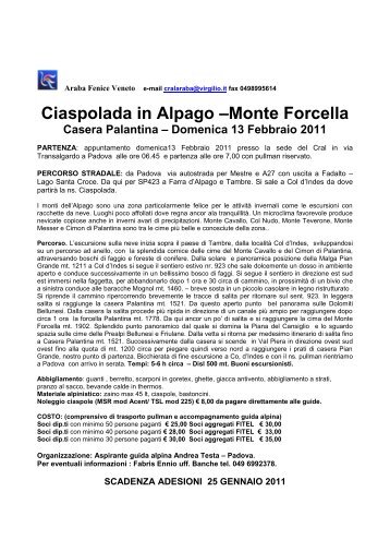 Ciaspolada in Alpago â Monte Forcella 13/02 ... - Cral Araba Fenice