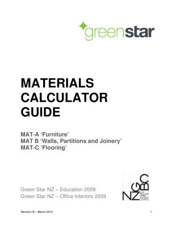materials calculator guide - The New Zealand Green Building Council