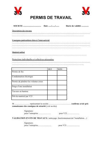 PERMIS DE TRAVAIL - Peintures V33