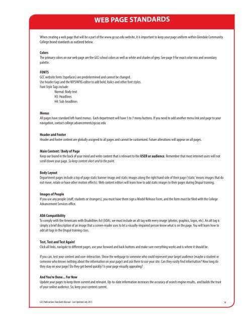 Publications Standards Manual - glendale community college