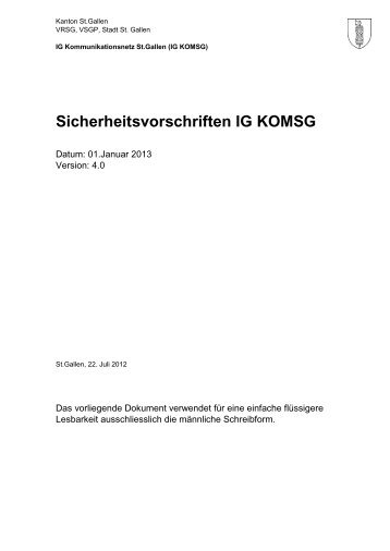 Sicherheitsvorschriften IG KOMSG - Informatik des Kantons St.Gallen