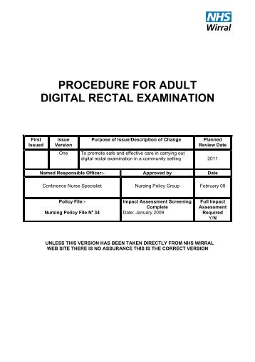 procedure for adult digital rectal examination