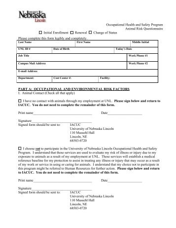 Occupational Health and Safety Program Form - The University of ...