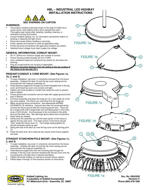 HBL - LED Highbay Installation Instruction Sheet - Hubbell Industrial ...