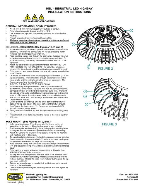 HBL - LED Highbay Installation Instruction Sheet - Hubbell Industrial ...