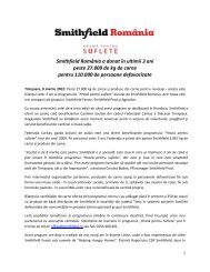 Smithfield România a donat în ultimii 3 ani peste ... - Smithfield Ferme