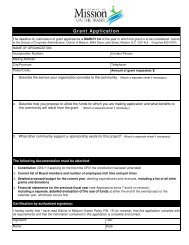 Grant Application - District of Mission
