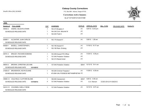 clatsop county jail roster clatsop county jail roster