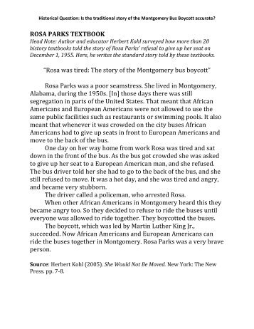 the montgomery bus boycott essay Writing on december 1st, 1955, one woman’s refusal to move from a bus seat made a huge contribution to the civil rights movement as a matter of fact, it was almost as if she started it herself. the montgomery bus boycott essay Writing on december 1st, 1955, one woman’s refusal to move from a bus seat made a huge contribution to the civil rights movement as a matter of fact, it was almost as if she started it herself.