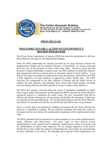 The Carlton Alexander Building PRESS RELEASE PSOJ LOOKS TO ...