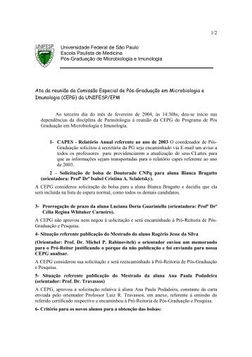 CEPG - Departamento de Microbiologia, Imunologia e Parasitologia