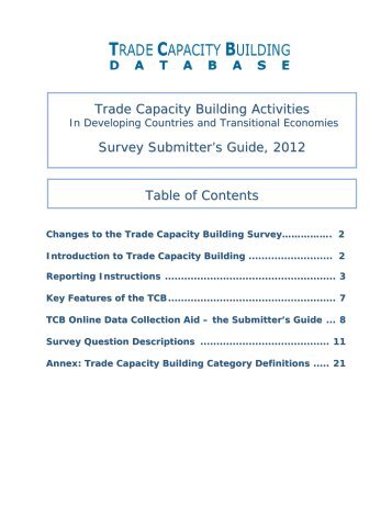 Survey Submitter's Guide - Trade Capacity Building Database