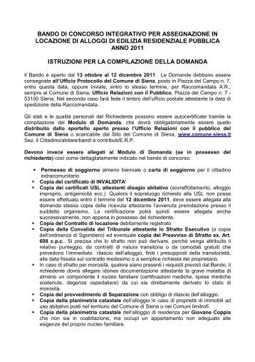 03 Istruzioni e chiarimenti su domanda ERP - Comune di Siena