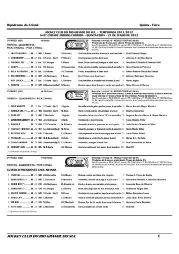 Programa Oficial - Jockey Club de São Paulo