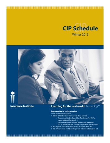 CIP Schedule Winter 2013 - Insurance Institute of Canada