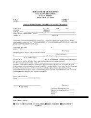 Application for Certificate Of Occupancy - Village of Tuckahoe