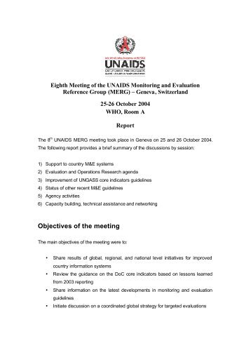 Objectives of the meeting - unaids