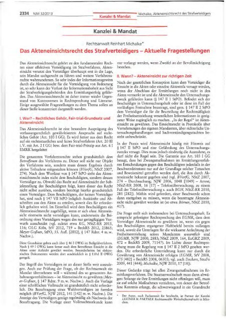 Neue Juristische Wochenschrift NJW 2013, 2334 - Leitner & Partner