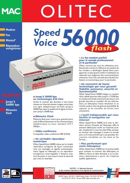 FICHE SPEED VOICE 56 MAC NOV. - Olitec