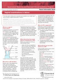 Vaginal examinations in labour Queensland Maternity and Neonatal ...