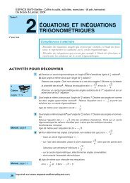 Equations et inéquations trigonométriques - Secondaire - De Boeck