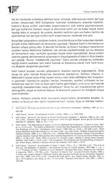 Türk-İslam ve Osmanlı Şehirciliği ve Halil İnalcık'ın Çalışmaları