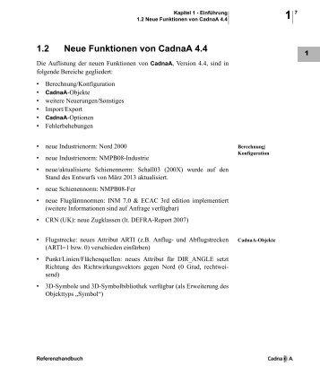 1.2 Neue Funktionen von CadnaA 4.4