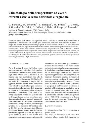 Climatologia delle temperature ed eventi estremi estivi a ... - CNR