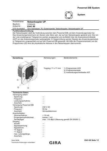 Powernet EIB System System Netzankoppler UP 0341 00 - Avolta