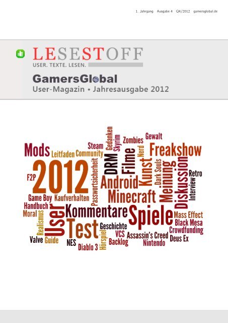 Lesestoff-Jahresausgabe 2012 - GamersGlobal