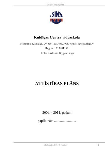 ATTĪSTĪBAS PLĀNS - Kuldīgas Centra vidusskola