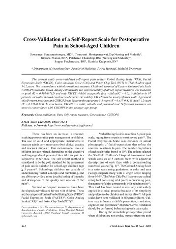 Cross-Validation of a Self-Report Scale for ... - Mahidol University