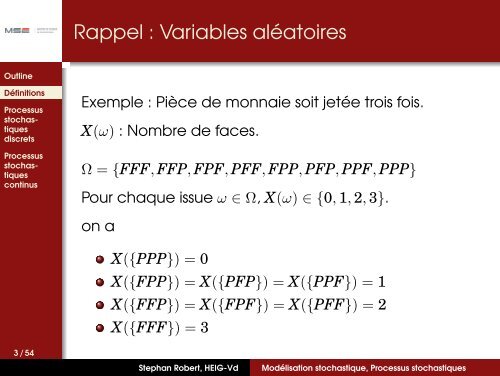 ModÃ©lisation stochastique, Processus stochastiques - Dr Stephan ...