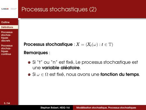 ModÃ©lisation stochastique, Processus stochastiques - Dr Stephan ...